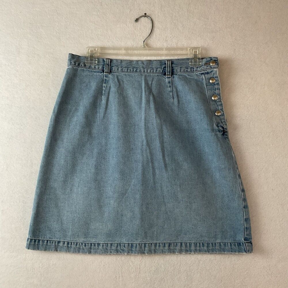 Gap Jean Skirt Womens 10 Blue Denim A-Line Mini Light Wash Distressed Side Snaps